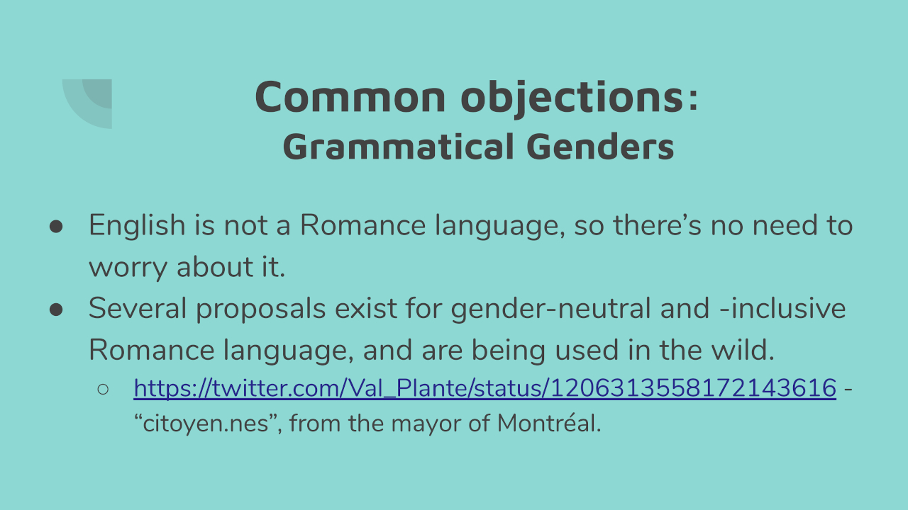 Common Objection: Grammatical Genders
